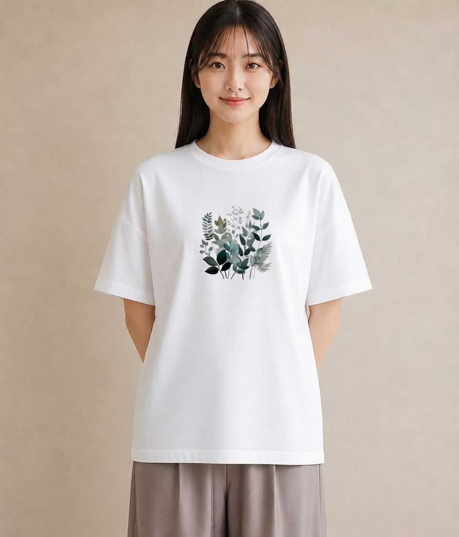 半袖Tシャツ レディース ハーブ 植物 ボタニカル イラスト ラフ 女子会 お揃い 白T