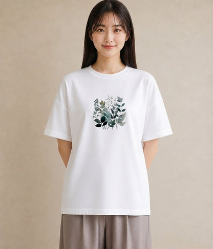 半袖Tシャツ レディース ハーブ 植物 ボタニカル イラスト ラフ 女子会 お揃い 白T