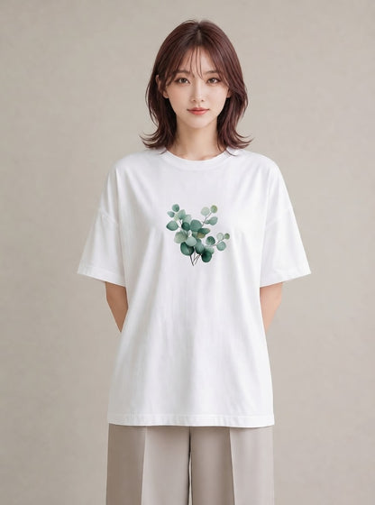 Tシャツ レディース 観葉植物 植物 ボタニカル イラスト フェミニン ラフ レイヤード 白T