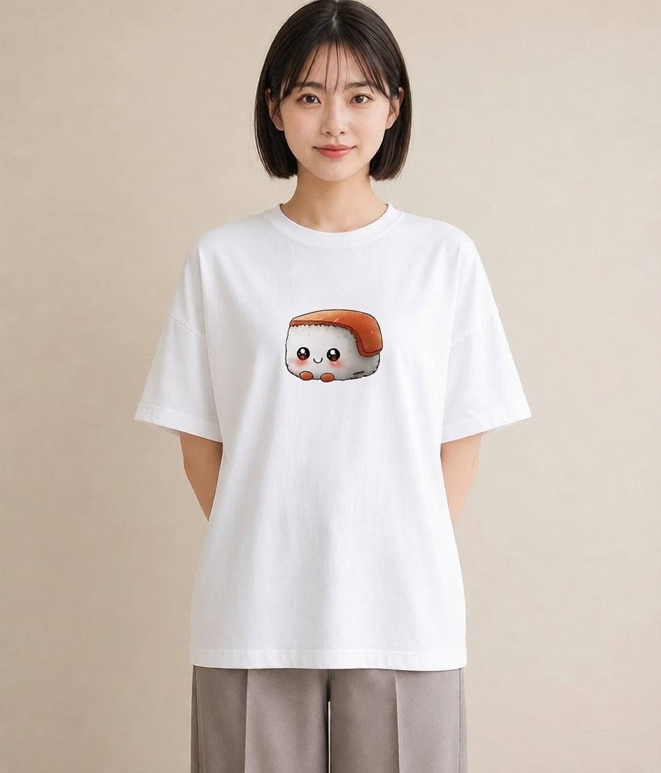 Tシャツ レディース おにぎり 食べ物 フード イラスト ユニーク ミセス 春コーデ 白T