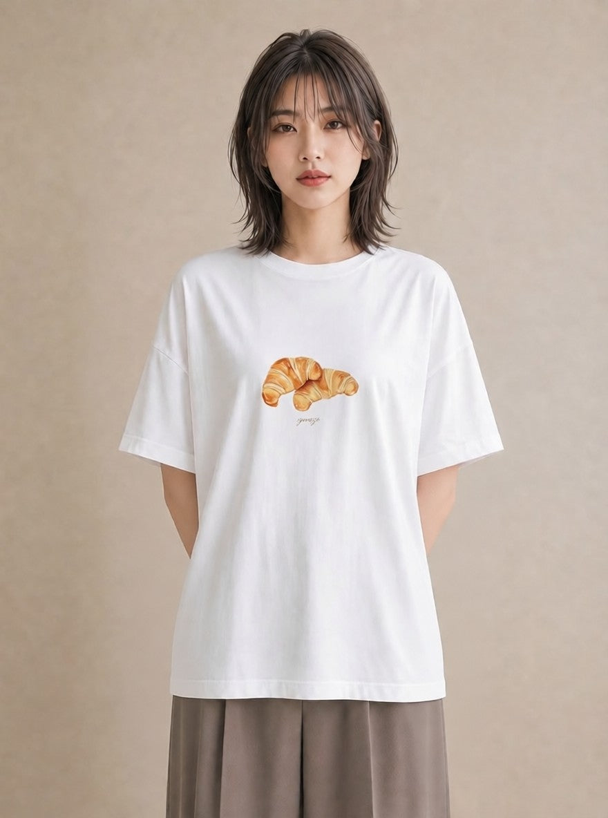 プリントTシャツ レディース ベーグル 食べ物 フード イラスト 可愛い 敬老の日 ホワイトデー 白T