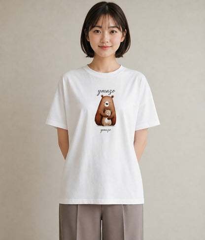 プリントTシャツ レディース くま クマ ベア 動物 アニマル イラスト カジュアルコーデ 買い物 白T