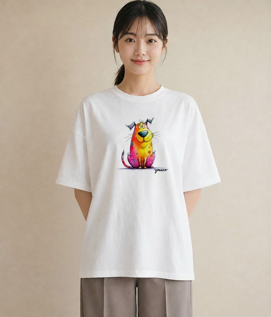 Tシャツ レディース しっぽ 猫 ねこ イラスト ポップ 海 カフェ巡り 白T
