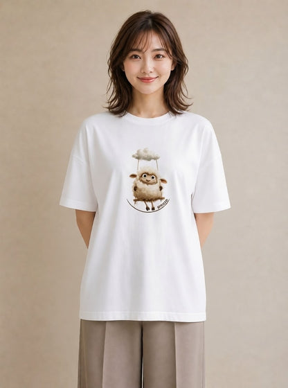 デザインTシャツ レディース ひつじ 動物 アニマル イラスト アート風 社会人 女性 白T