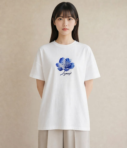 グラフィックTシャツ レディース あさがお 朝顔 花 花柄 イラスト きれいめカジュアル カジュアルコーデ 買い物 白T