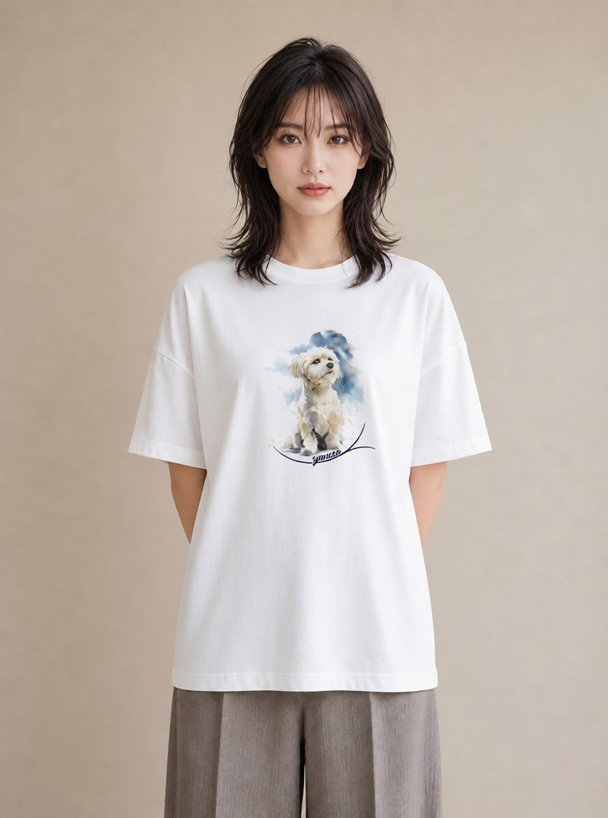 デザインTシャツ レディース 老犬 犬 いぬ イラスト カジュアル 部屋着 女性向けギフト 白T