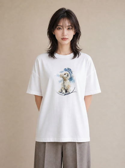 デザインTシャツ レディース 老犬 犬 いぬ イラスト カジュアル 部屋着 女性向けギフト 白T