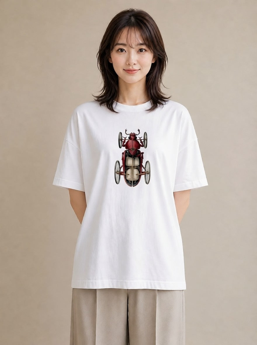 グラフィックTシャツ レディース ダンゴムシ 昆虫 虫 イラスト きれいめ ビーチ デイリーウェア 白T
