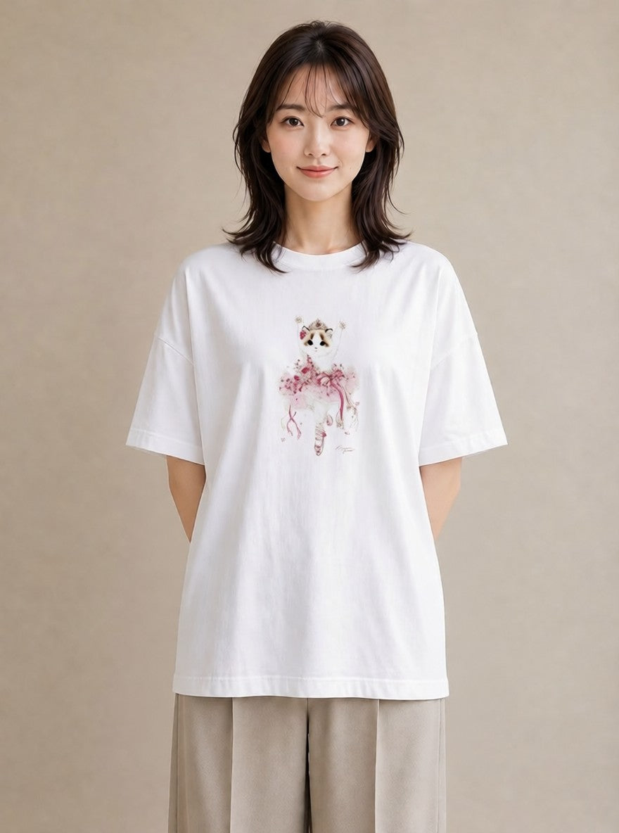 デザインTシャツ レディース バレエシューズ バレエ トウシューズ ナチュラル アンティーク イラスト 個性的 カフェ巡り 女子会 白T