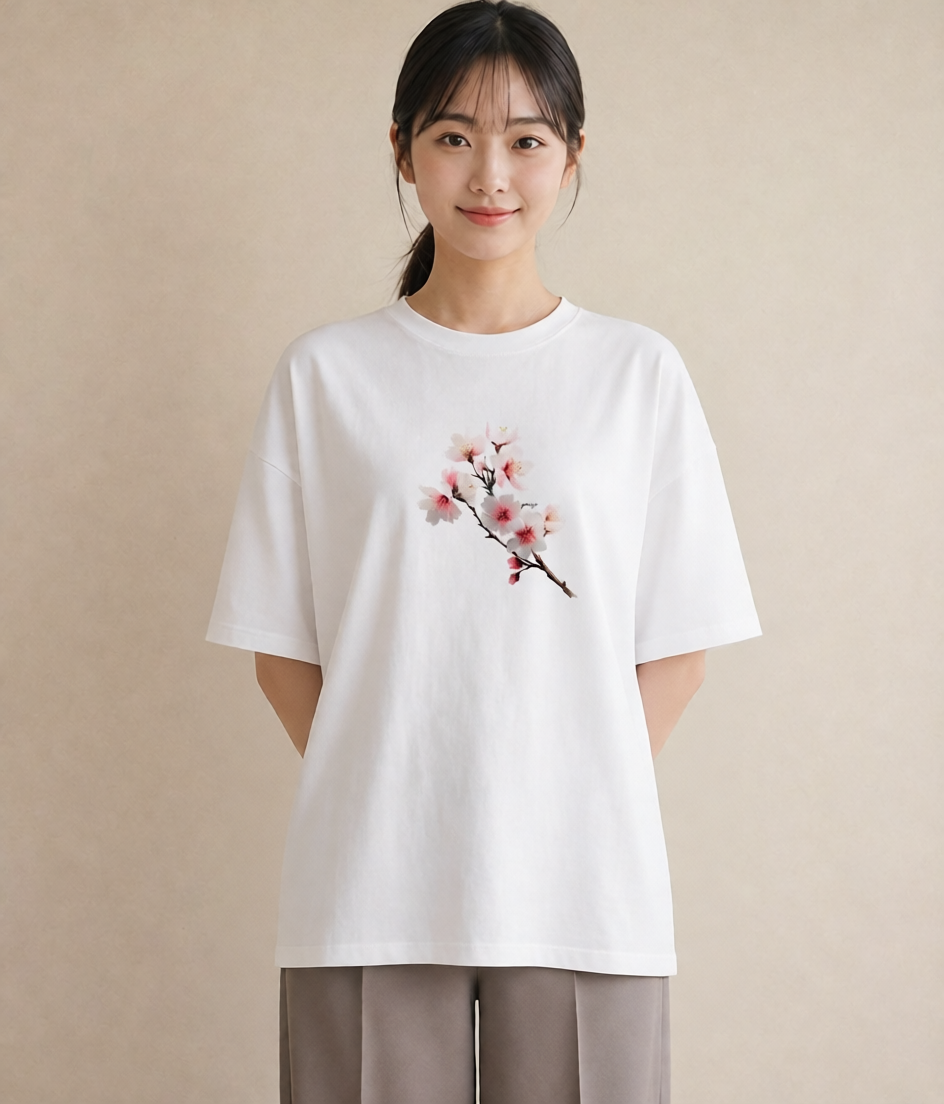 Tシャツ レディース さくら 桜 サクラ 花 花柄 イラスト ラフ レイヤード 友達ギフト 白T