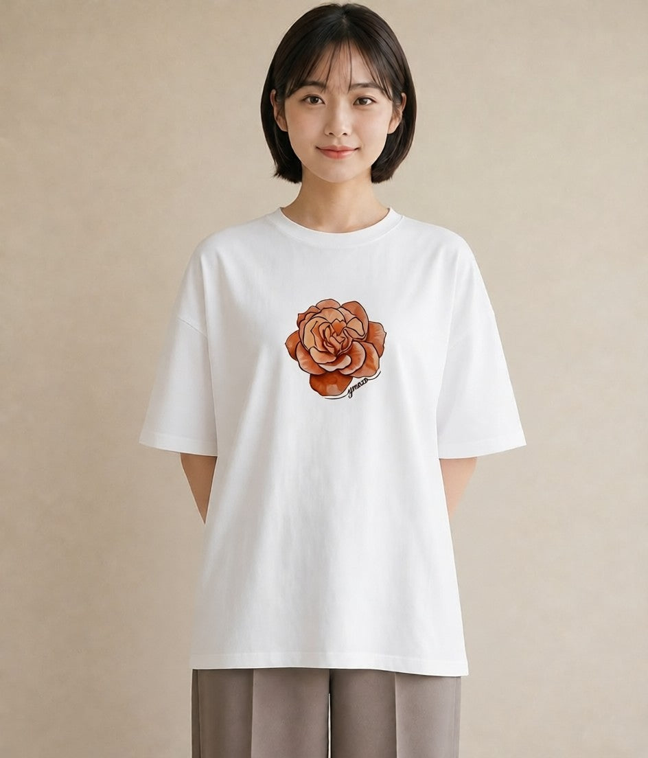 Tシャツ レディース カーネーション 花 花柄 イラスト こなれ感 帰省 ラフ 白T