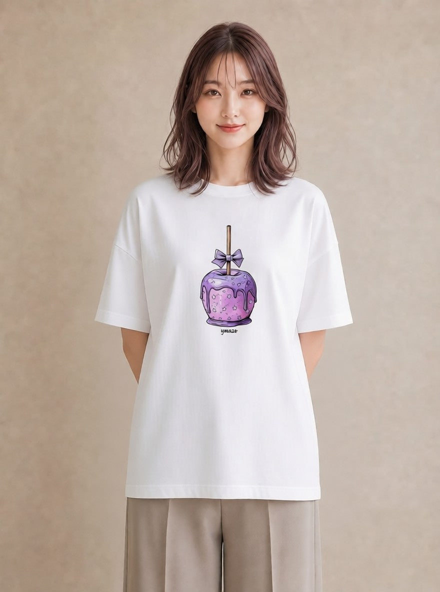 グラフィックTシャツ レディース キャンディ 食べ物 フード イラスト フェミニン 20代 カジュアルコーデ 白T