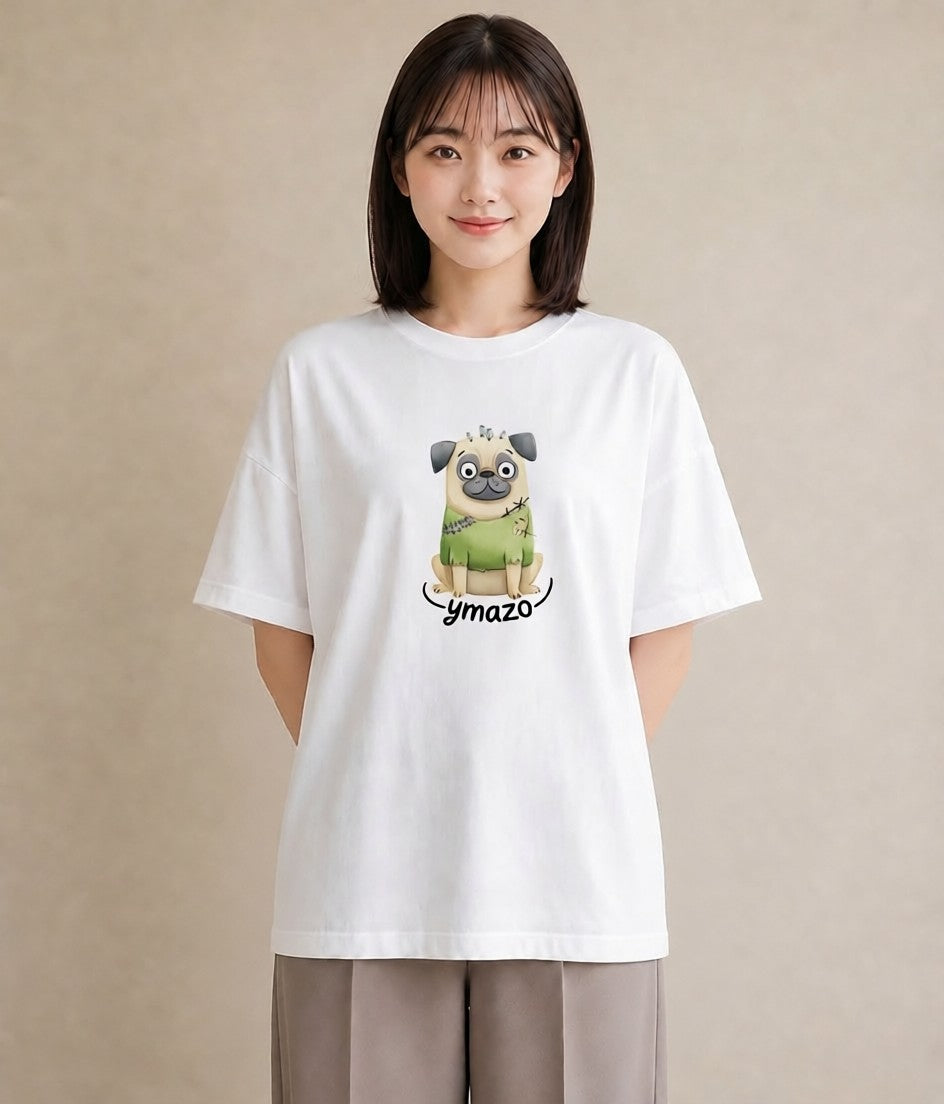 デザインTシャツ レディース わんこ 犬 いぬ イラスト ユニーク 夏コーデ 通学 白T