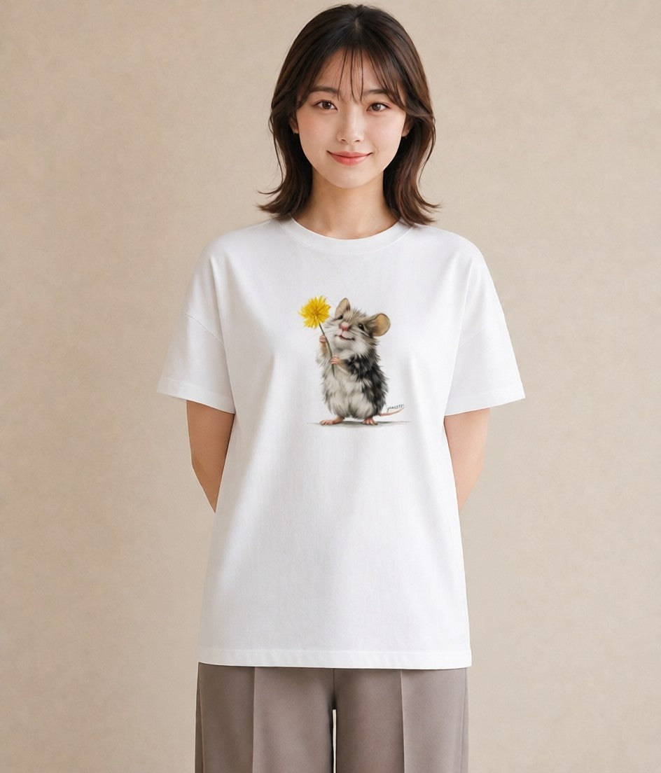 半袖Tシャツ レディース ハムスター ペット 動物 イラスト ガーリー ビーチ デイリーウェア 白T