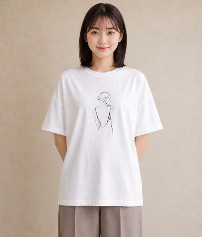 グラフィックTシャツ レディース 女の子 ガール 後ろ姿 イラスト ミニマル 姉妹 送別ギフト 白T
