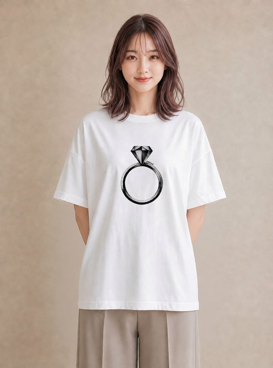 半袖Tシャツ レディース パールピアス アクセサリー ナチュラル アンティーク イラスト ボタニカル ホワイトデー 春服 白T