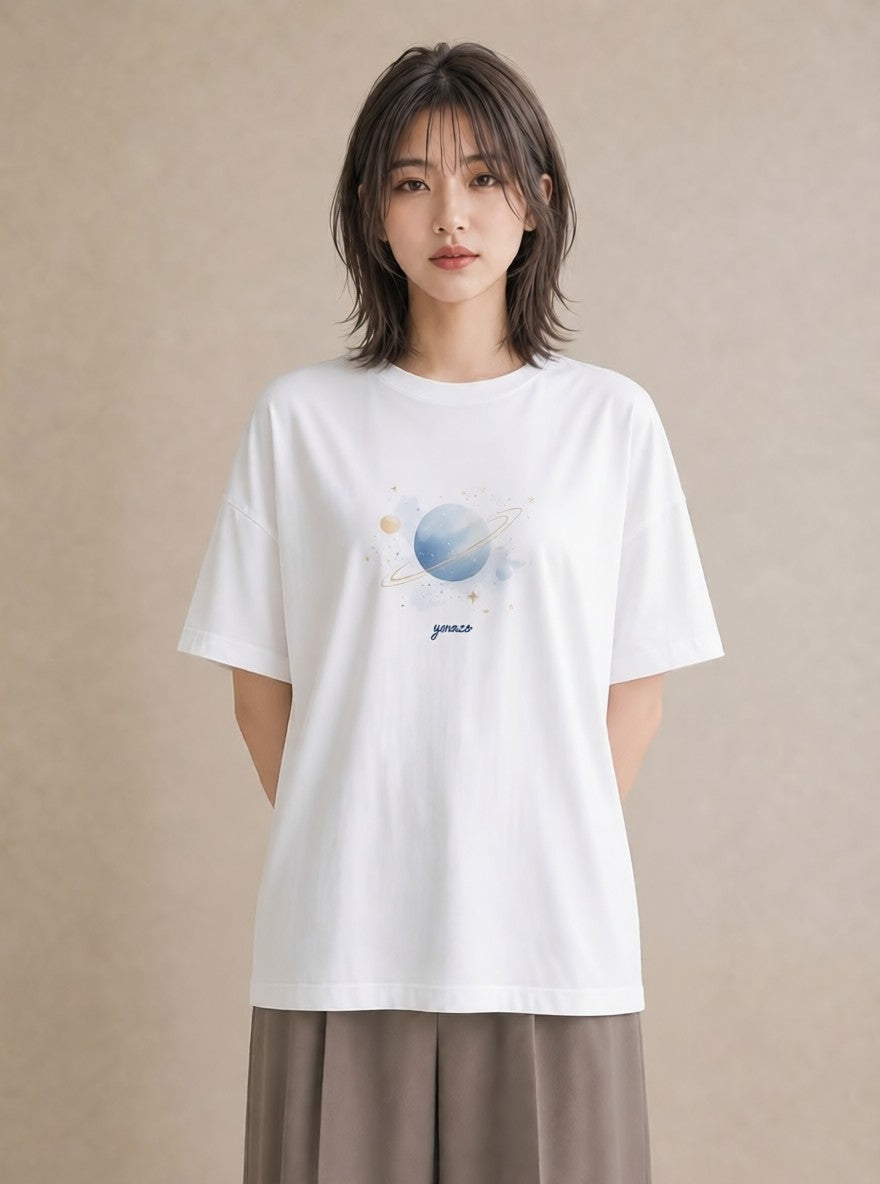 グラフィックTシャツ レディース 天秤座 星空 宇宙 イラスト ゆるコーデ 女性 旅行用 白T