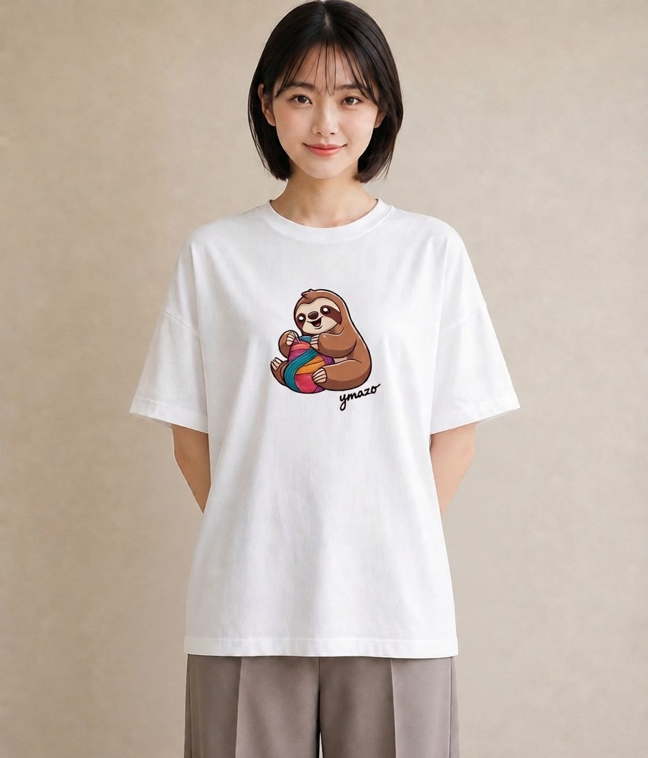 プリントTシャツ レディース ナマケモノ 動物 アニマル イラスト ゆるコーデ 友達ギフト 部屋着 白T