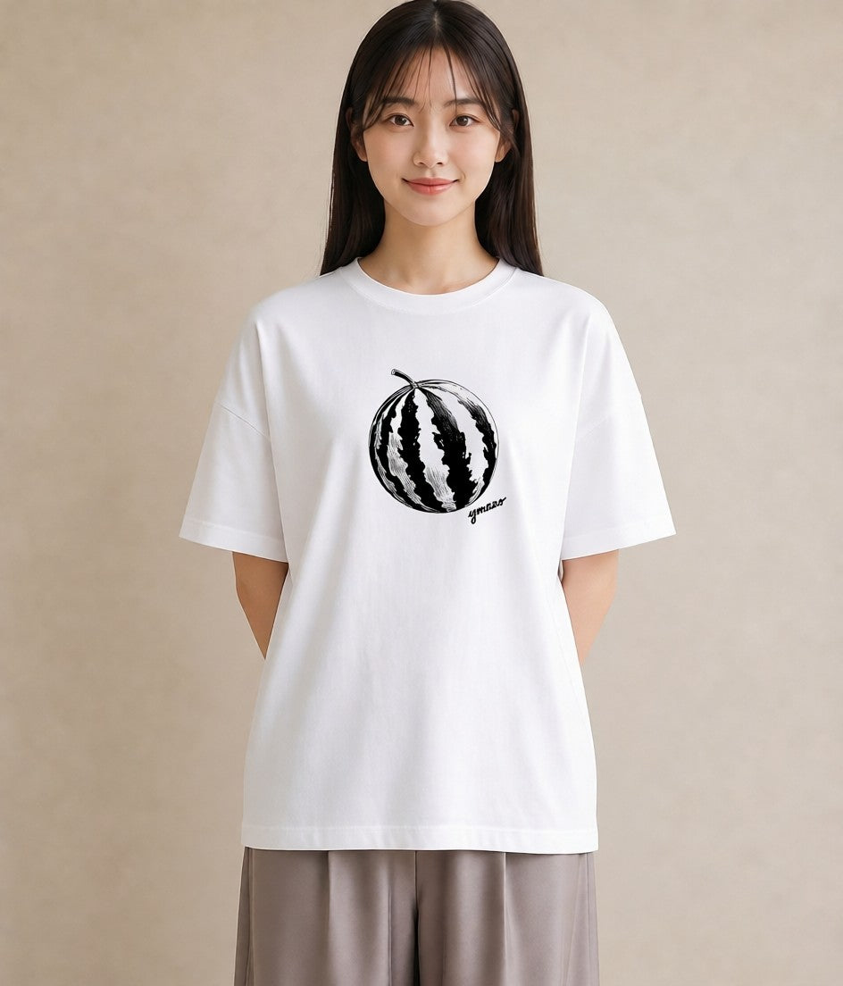 Tシャツ レディース すいか 食べ物 フード イラスト アート風 公園 ママ 白T