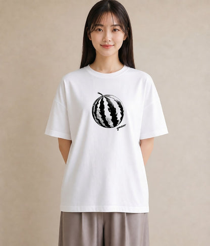 Tシャツ レディース すいか 食べ物 フード イラスト アート風 公園 ママ 白T