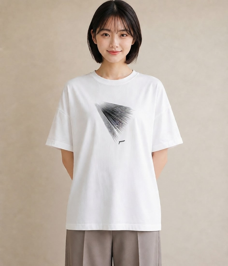 プリントTシャツ レディース 幾何学 ミニマル ジオメトリック イラスト 通勤 在宅 白T