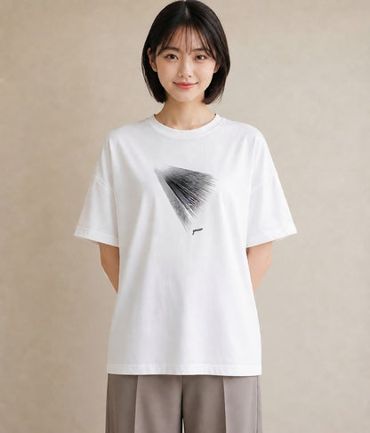プリントTシャツ レディース 幾何学 ミニマル ジオメトリック イラスト 通勤 在宅 白T