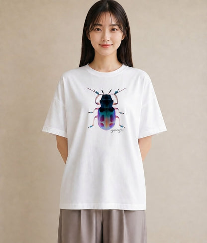 Tシャツ レディース カブトムシ 昆虫 虫 イラスト 線画 ルームウェア ギフト 白T