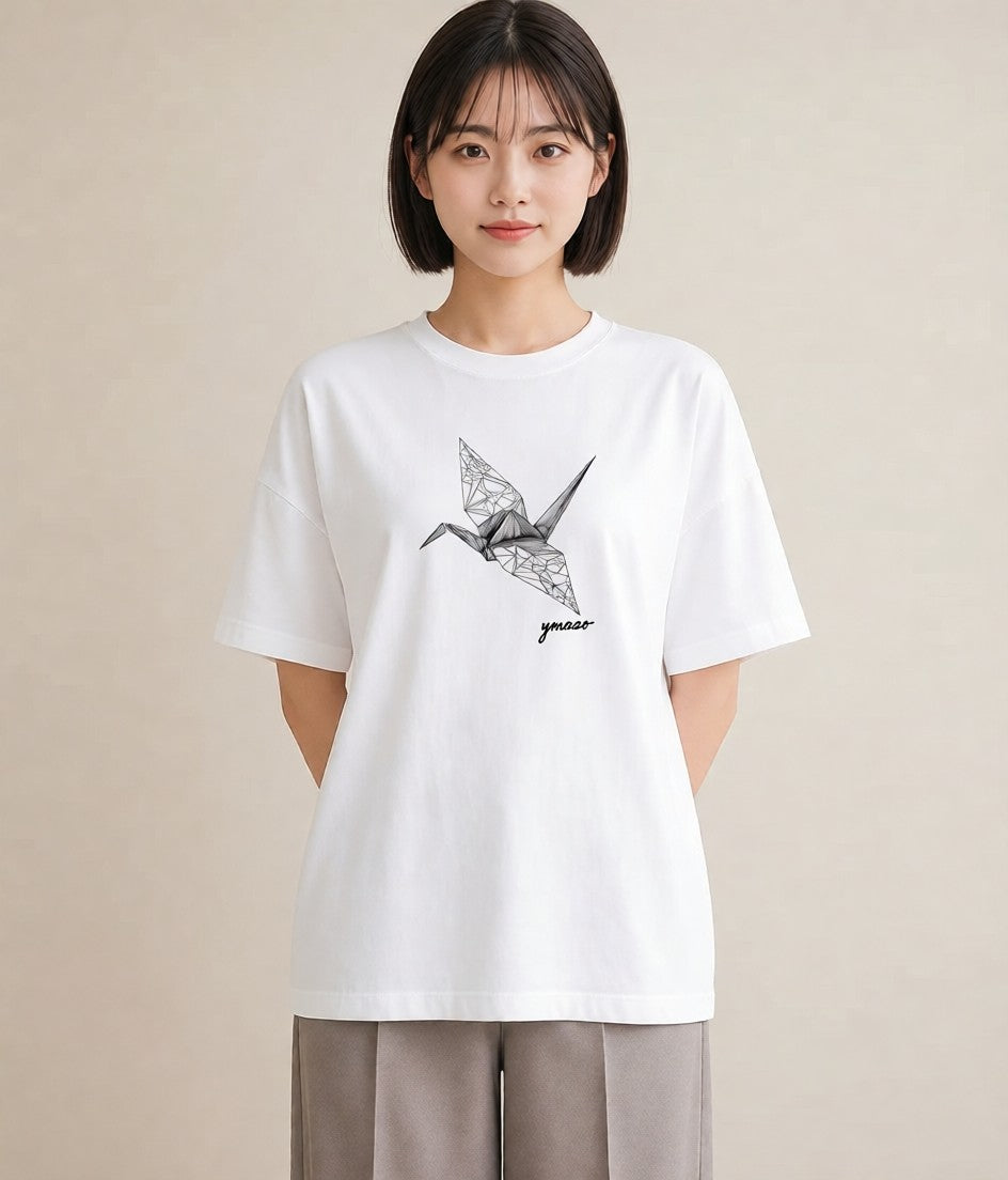 Tシャツ レディース 紙の船 水辺 ナチュラル アンティーク イラスト 休日コーデ 公園 ママ 白T