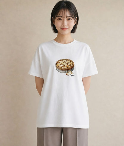 デザインTシャツ レディース クロワッサン 食べ物 フード イラスト 旅行コーデ ママ カフェ服 白T
