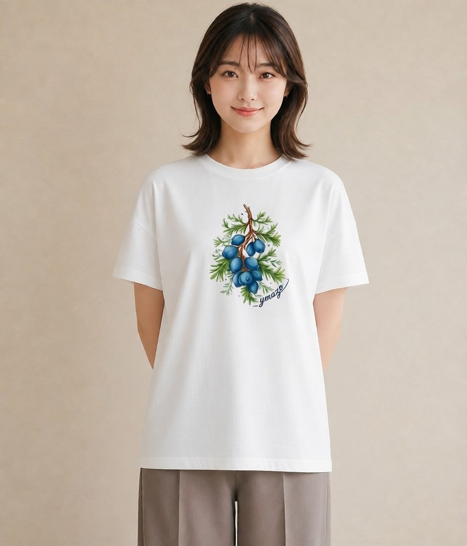 グラフィックTシャツ レディース 木の実 植物 ボタニカル イラスト ニュアンス カジュアルコーデ 買い物 白T