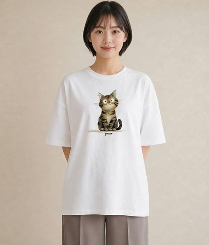半袖Tシャツ レディース 猫好き 猫 ねこ イラスト モード 敬老の日 ホワイトデー 白T
