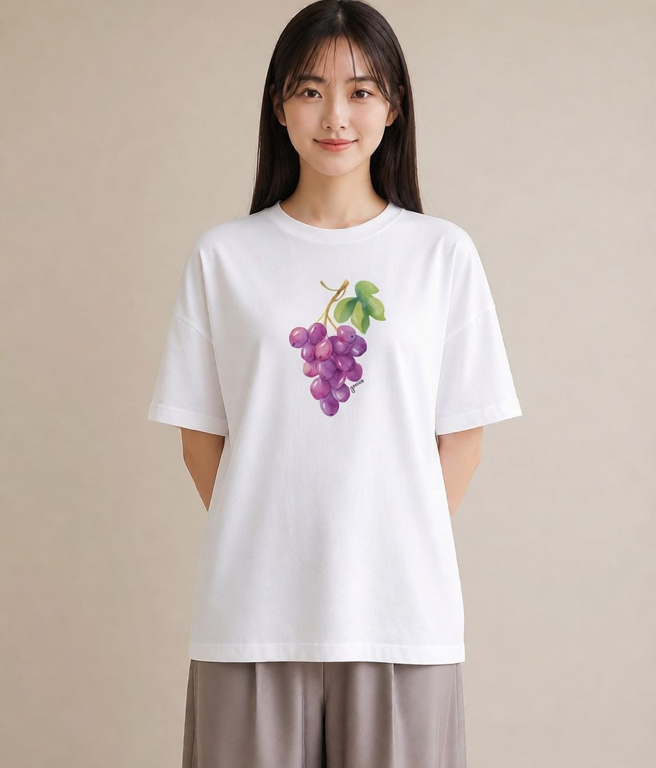 半袖Tシャツ レディース つる 植物 ボタニカル イラスト 水彩風 ラフ レイヤード 白T