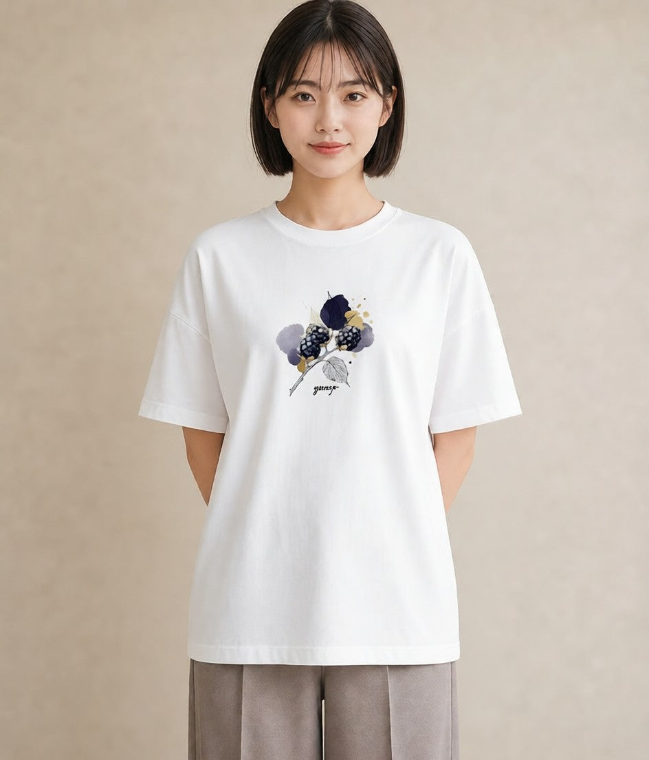 プリントTシャツ レディース 木の実 植物 ボタニカル イラスト 休日コーデ 在宅 公園 白T