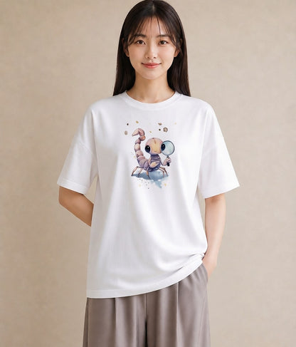Tシャツ レディース 蠍座 星空 宇宙 イラスト お洒落 週末コーデ 敬老の日 白T
