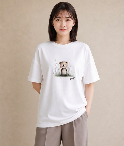 半袖Tシャツ レディース ゴールデンハムスター ペット 動物 イラスト シック 20代 カジュアルコーデ 白T