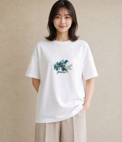 グラフィックTシャツ レディース 松ぼっくり 植物 ボタニカル イラスト シンプル カジュアルコーデ 買い物 白T