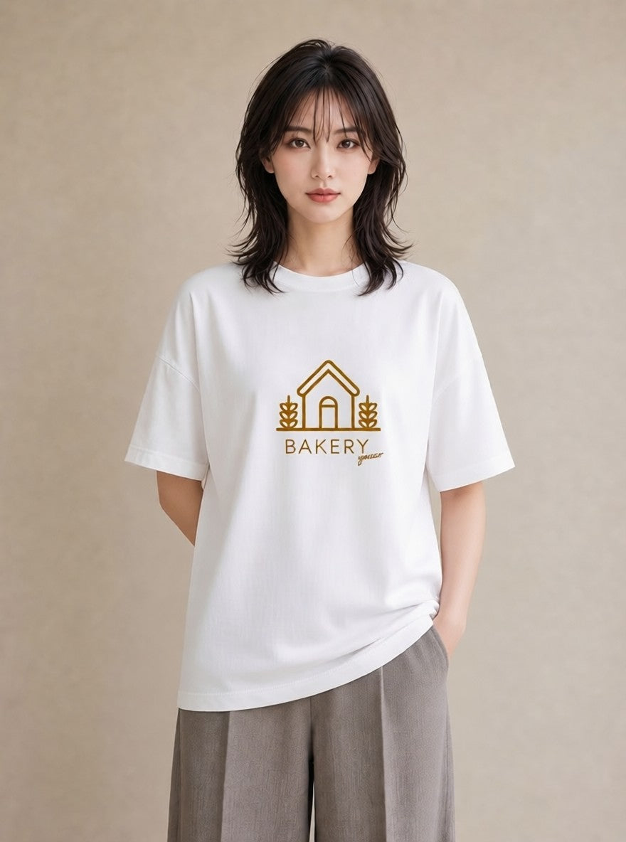 デザインTシャツ レディース パン ベーカリー レトロ イラスト ナチュラル 親子 20代 白T