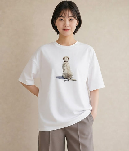 半袖Tシャツ レディース ラブラドールレトリバー 犬 いぬ イラスト きれいめ 友達ギフト 部屋着 白T