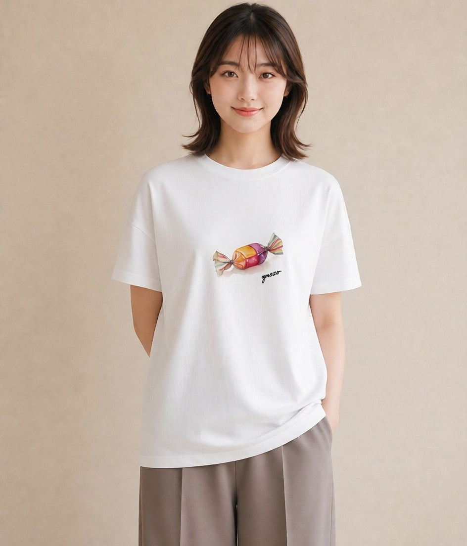 デザインTシャツ レディース だんご 食べ物 フード イラスト 水彩風 在宅 公園 白T