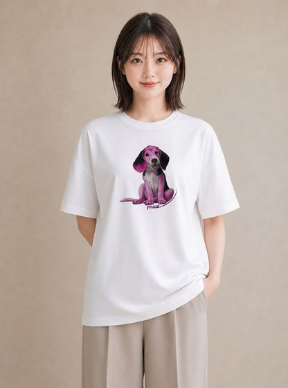 プリントTシャツ レディース ビーグル 犬 いぬ イラスト きれいめ 女性 旅行用 白T