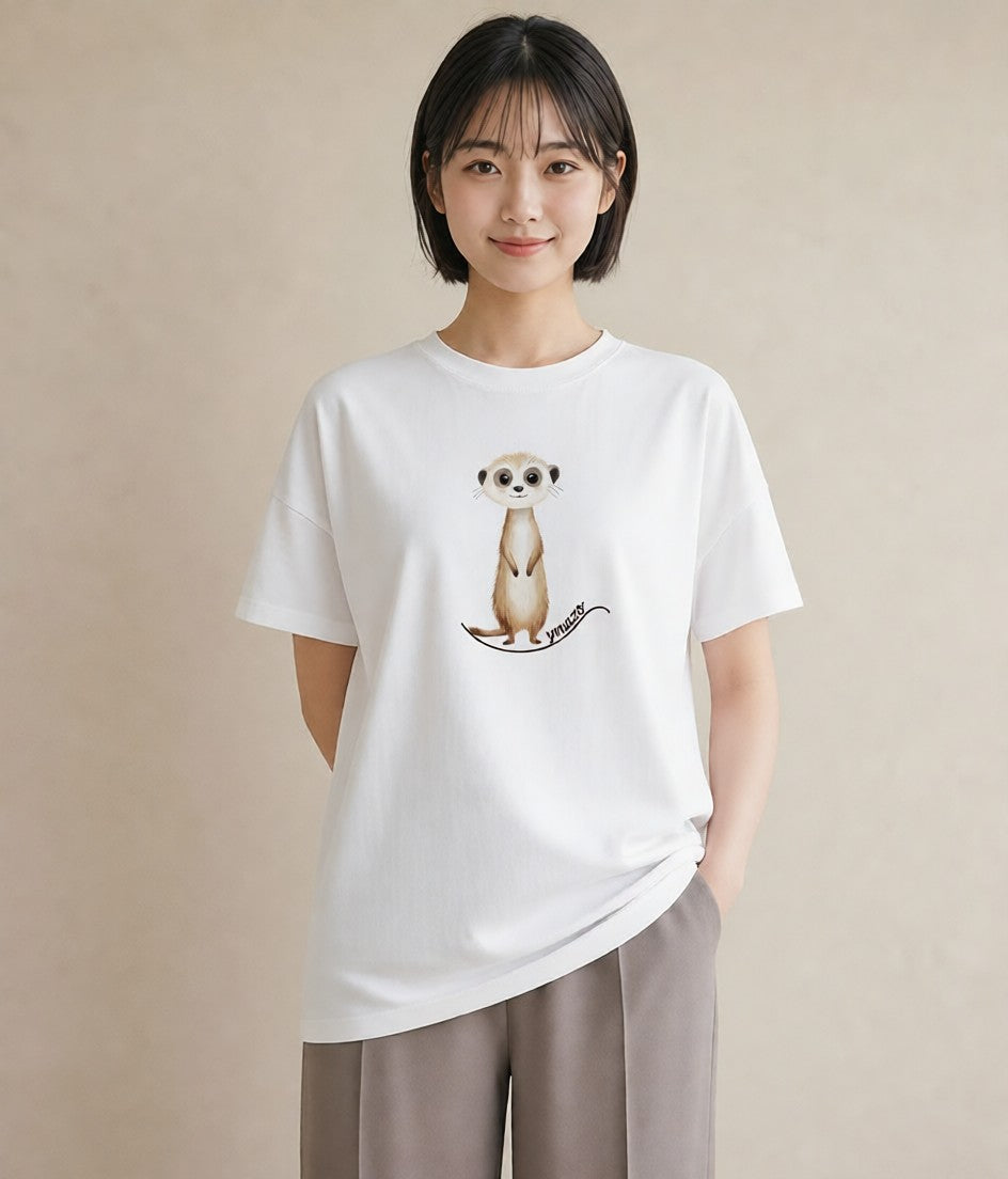 グラフィックTシャツ レディース コツメカワウソ 動物 アニマル イラスト モード 普段着 週末コーデ 白T