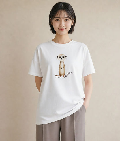 グラフィックTシャツ レディース コツメカワウソ 動物 アニマル イラスト モード 普段着 週末コーデ 白T