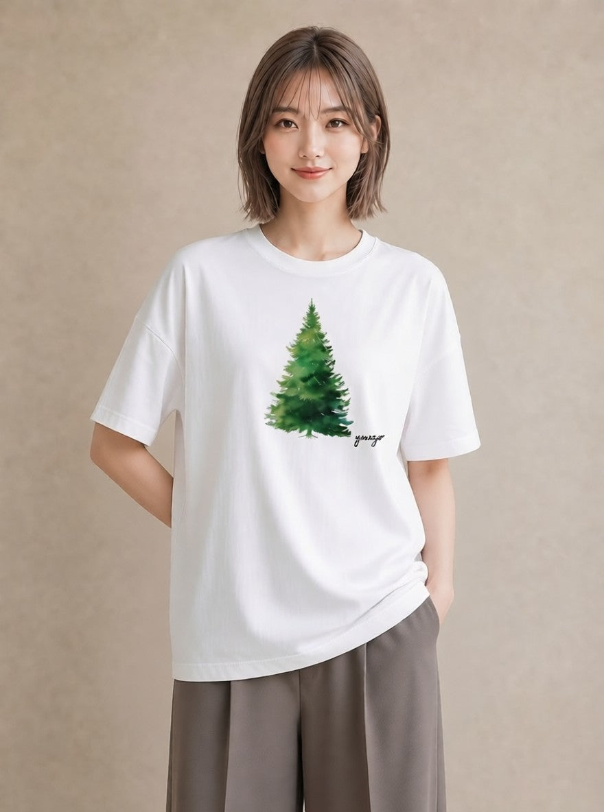 デザインTシャツ レディース 森 植物 ボタニカル イラスト 淡色 母娘コーデ 自分用 白T