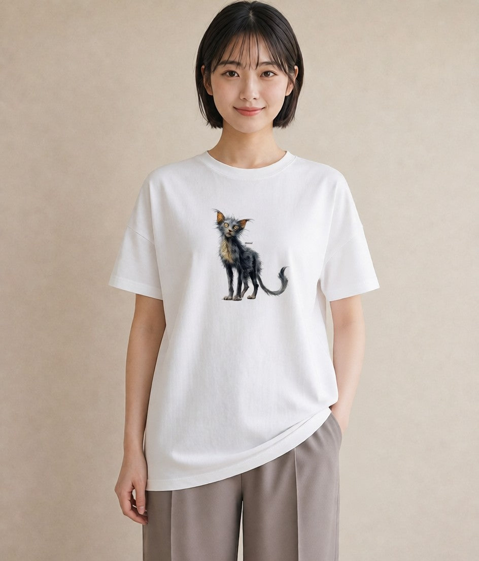 グラフィックTシャツ レディース メインクーン 猫 ねこ イラスト カフェコーデ 秋コーデ おしゃれギフト 白T