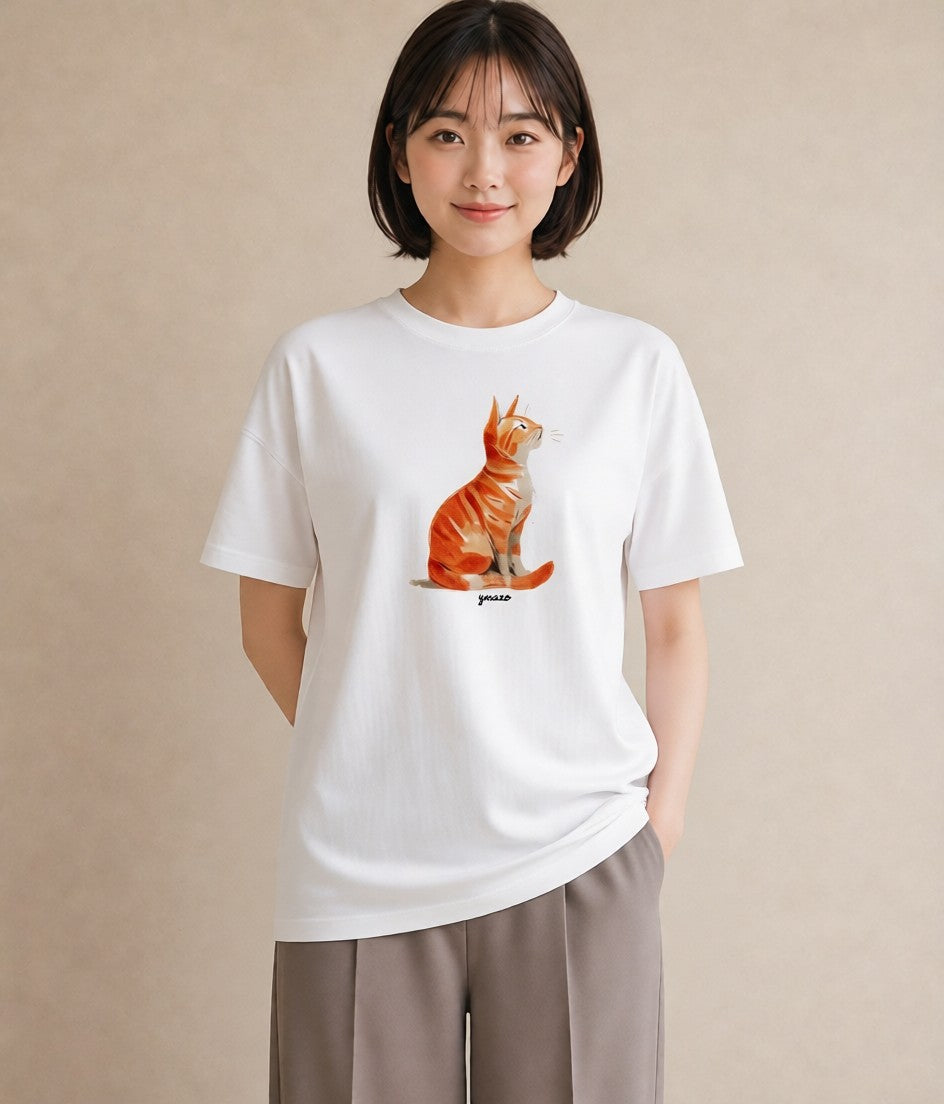 プリントTシャツ レディース 猫の手 猫 ねこ イラスト 水彩風 誕生日プレゼント 綿100 白T