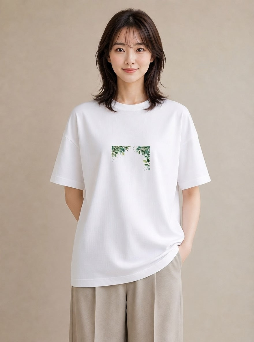 Tシャツ レディース ユーカリ 植物 ボタニカル イラスト 可愛い 友達ギフト 部屋着 白T