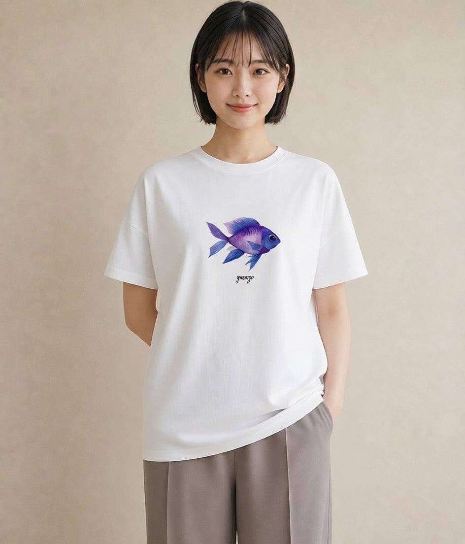 グラフィックTシャツ レディース たい焼き 食べ物 フード イラスト シンプル ミセス 春コーデ 白T