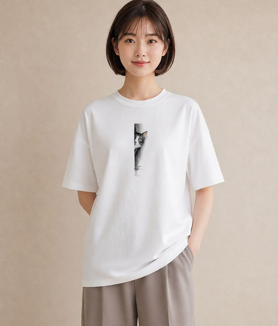 半袖Tシャツ レディース サバトラ 猫 ねこ イラスト 韓国風 親子 20代 白T