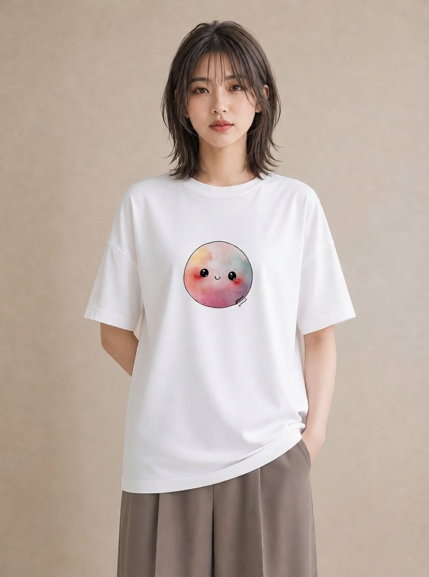 半袖Tシャツ レディース 惑星 星空 宇宙 イラスト お洒落 休日 ペアコーデ 白T