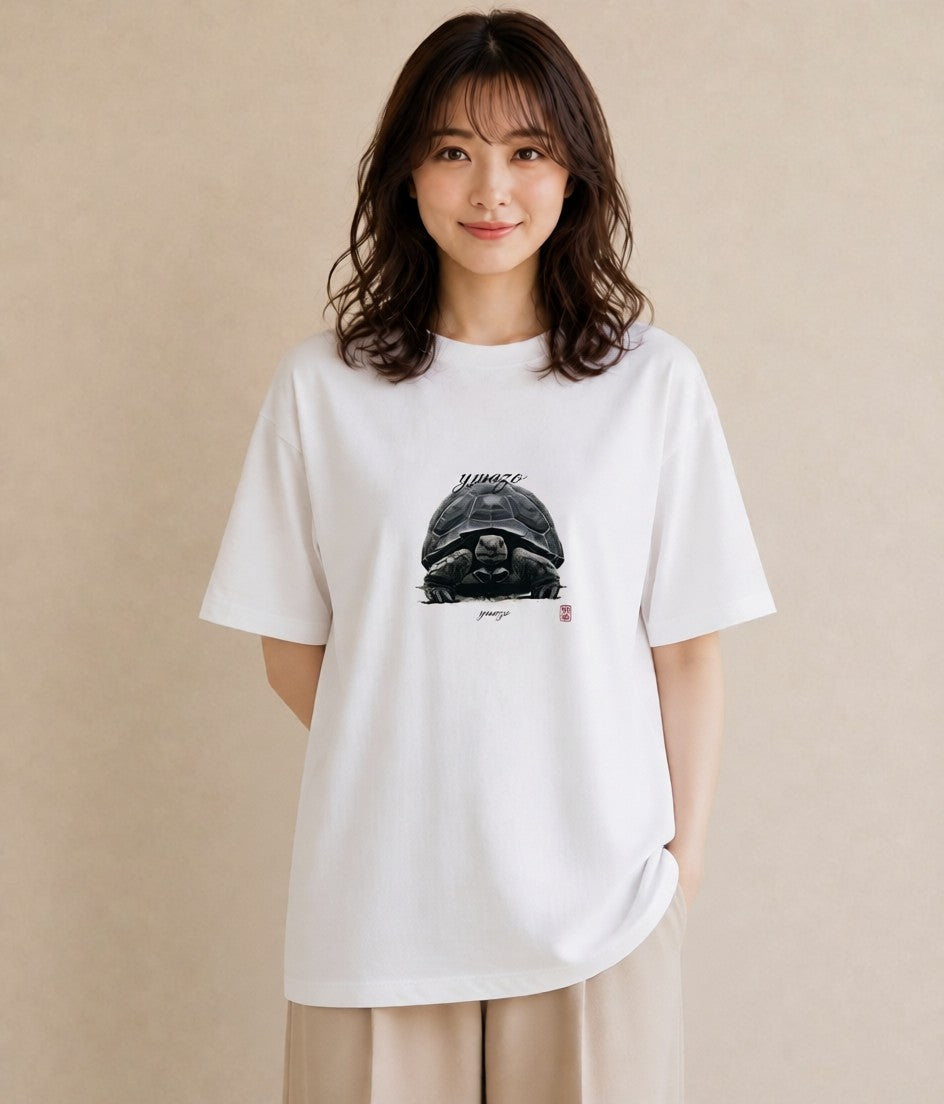半袖Tシャツ レディース ゼニガメ ペット 動物 イラスト ガーリー ラフ レイヤード 白T